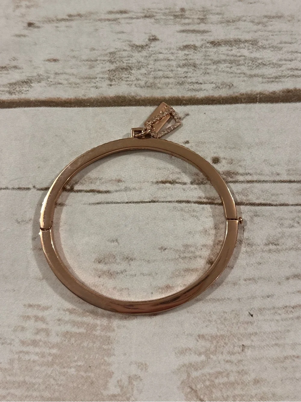 Coach Signature Pavé Bar Hinged Bangle Bracelet Rose Gold